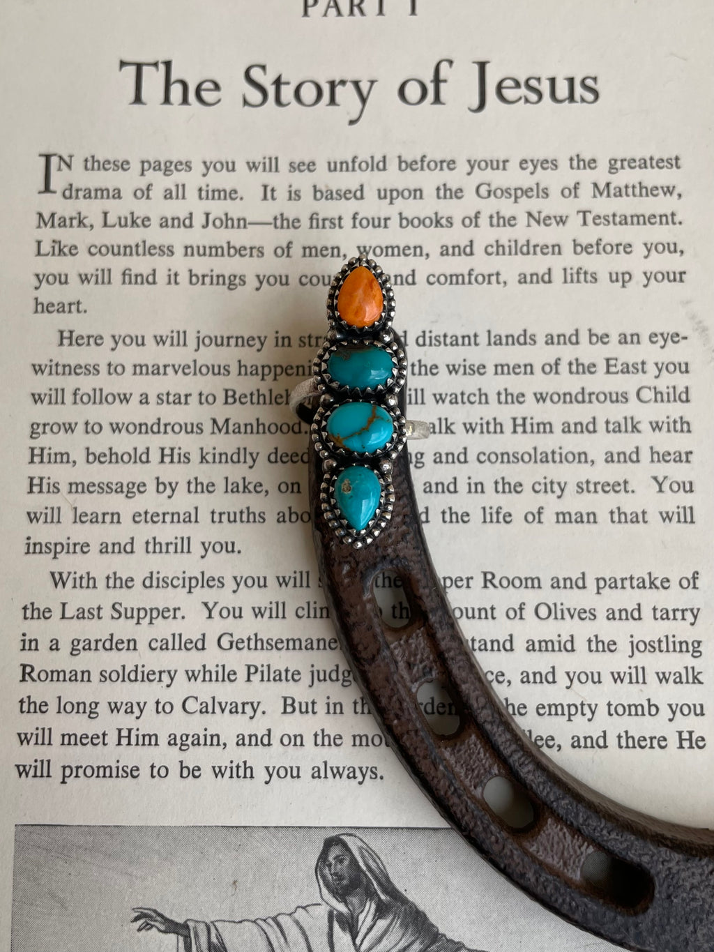 Turquoise & Spiny Oyster Multi-Stone Ring | 925 Sterling Silver Size 8 G818