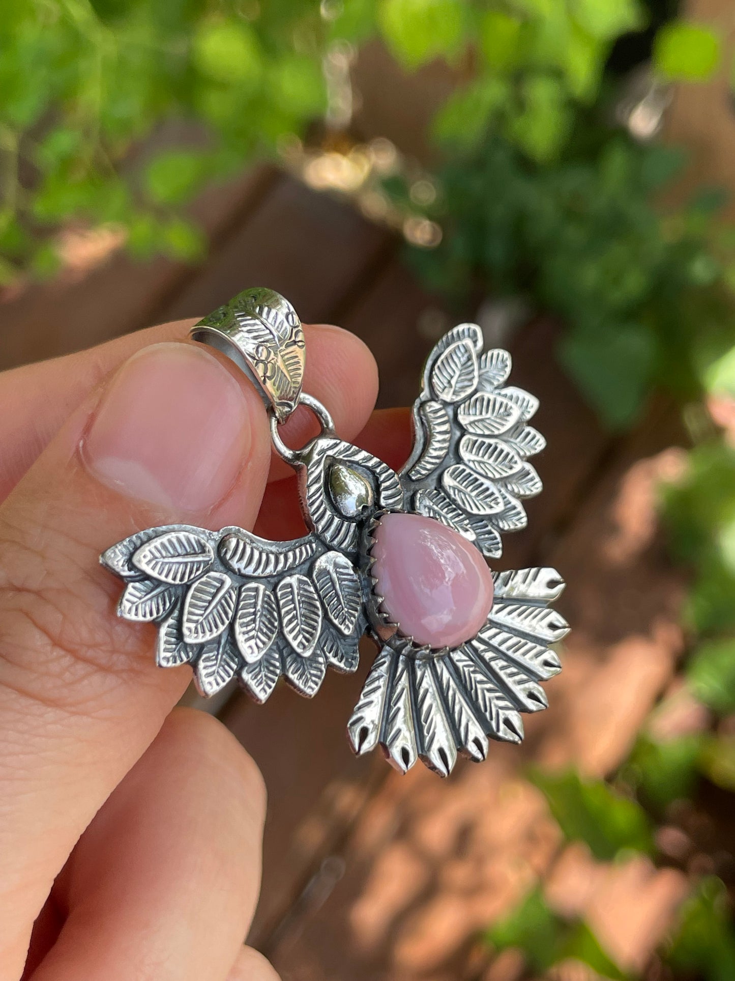 Pink Conch Thunderbird Pendant | 925 Sterling Silver B201