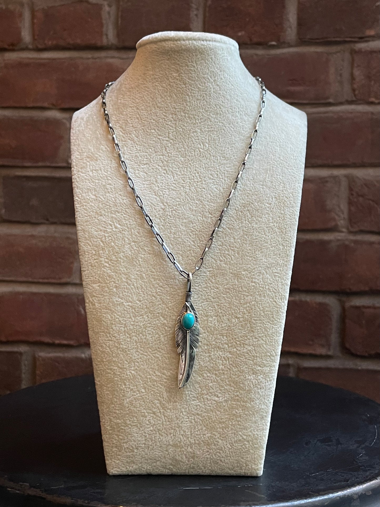 Turquoise Feather Pendant | 925 Sterling Silver E227
