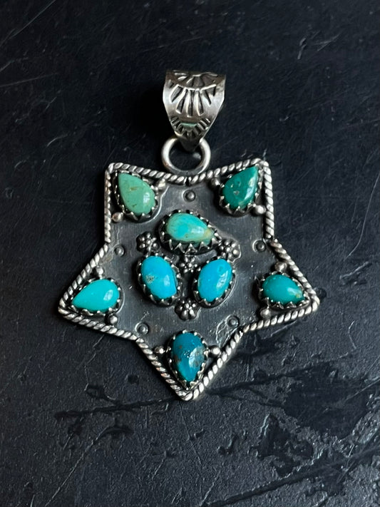 Kingman Turquoise Star Pendant | Sterling Silver E929