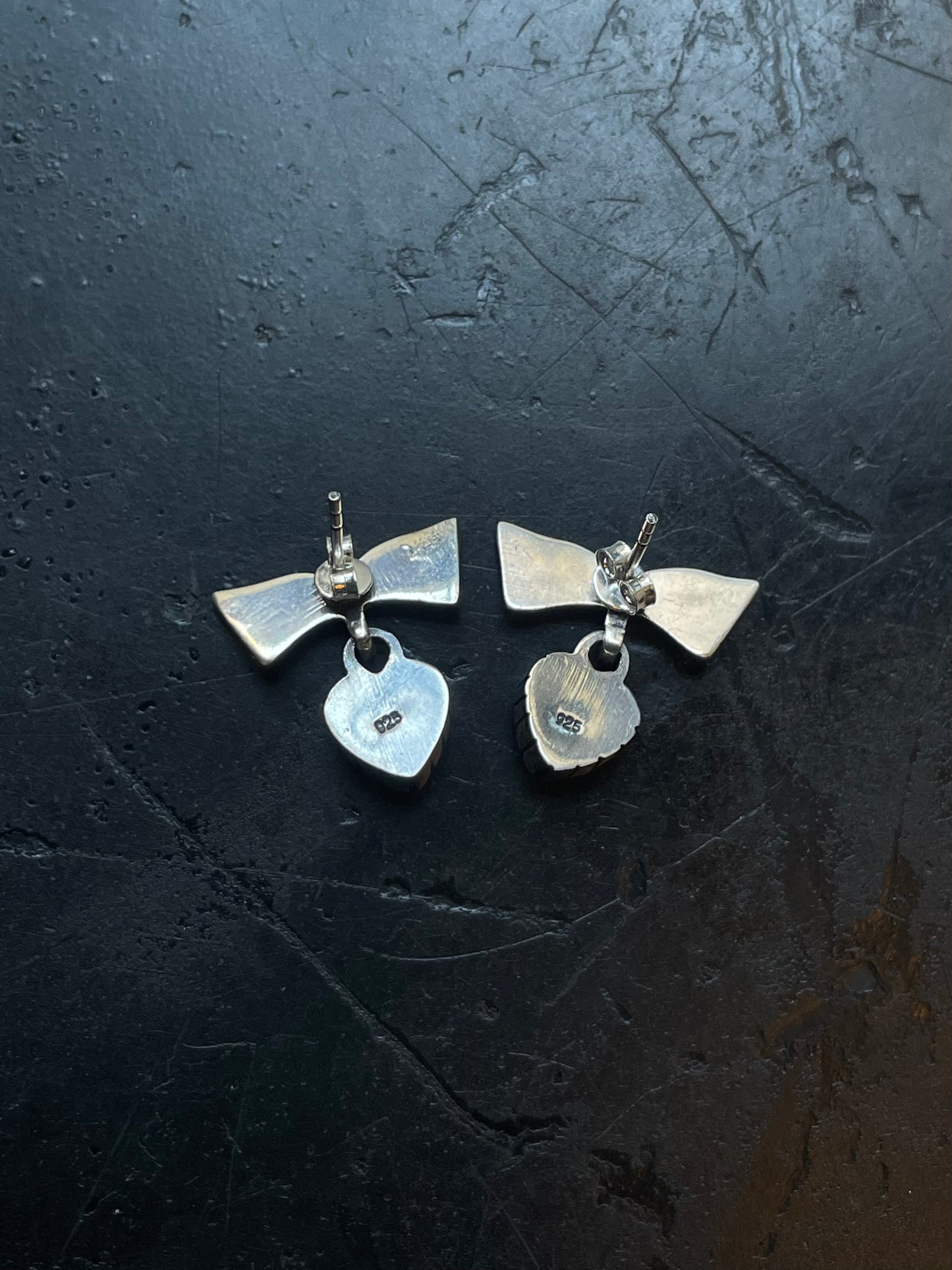 Kingman Turquoise Bow Earrings | Heart Drop Stud E663