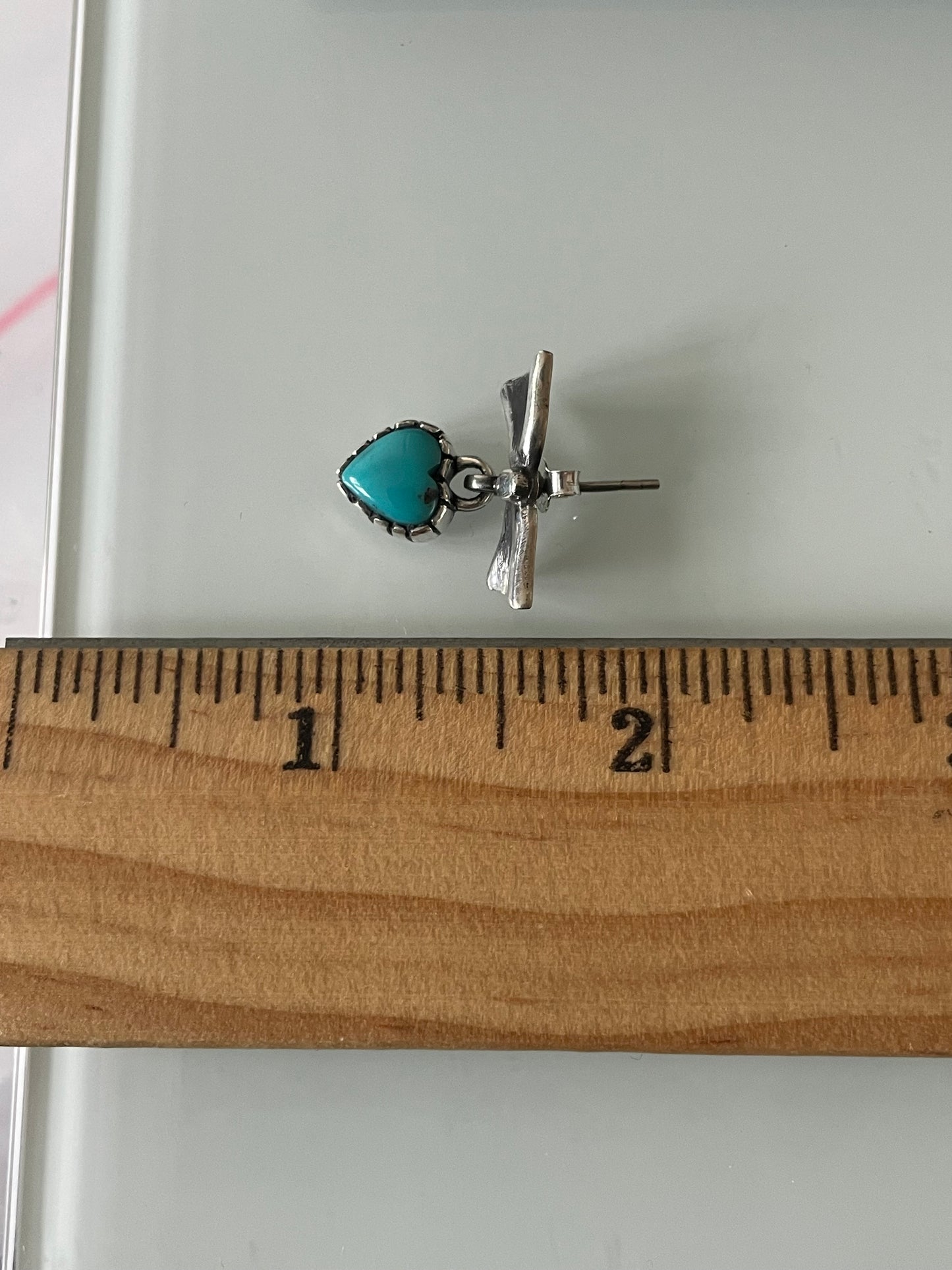 Kingman Turquoise Bow Earrings | Heart Drop Stud E663