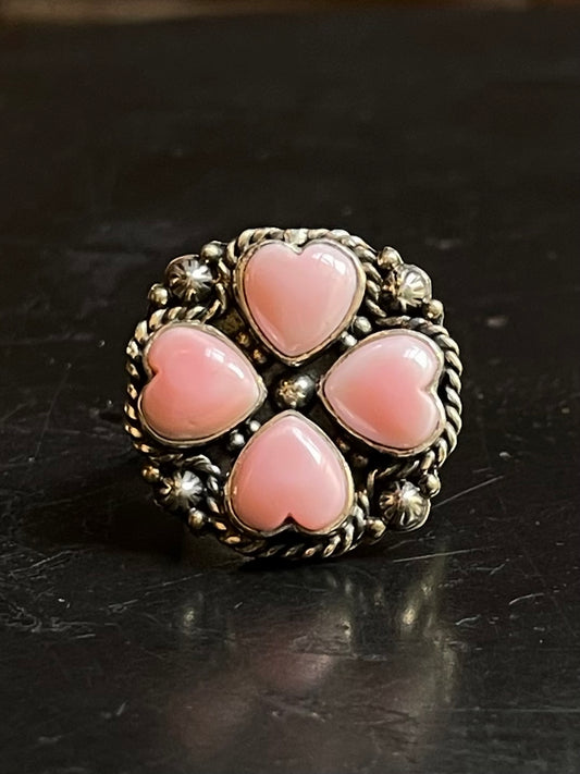 Pink Conch Heart Ring Size 8| Sterling Silver E906