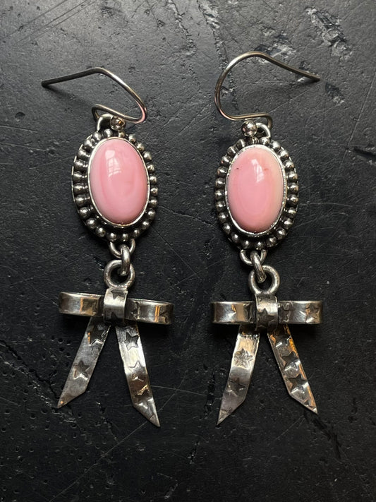 Pink Conch Bow Dangle Earrings | Sterling Silver E801