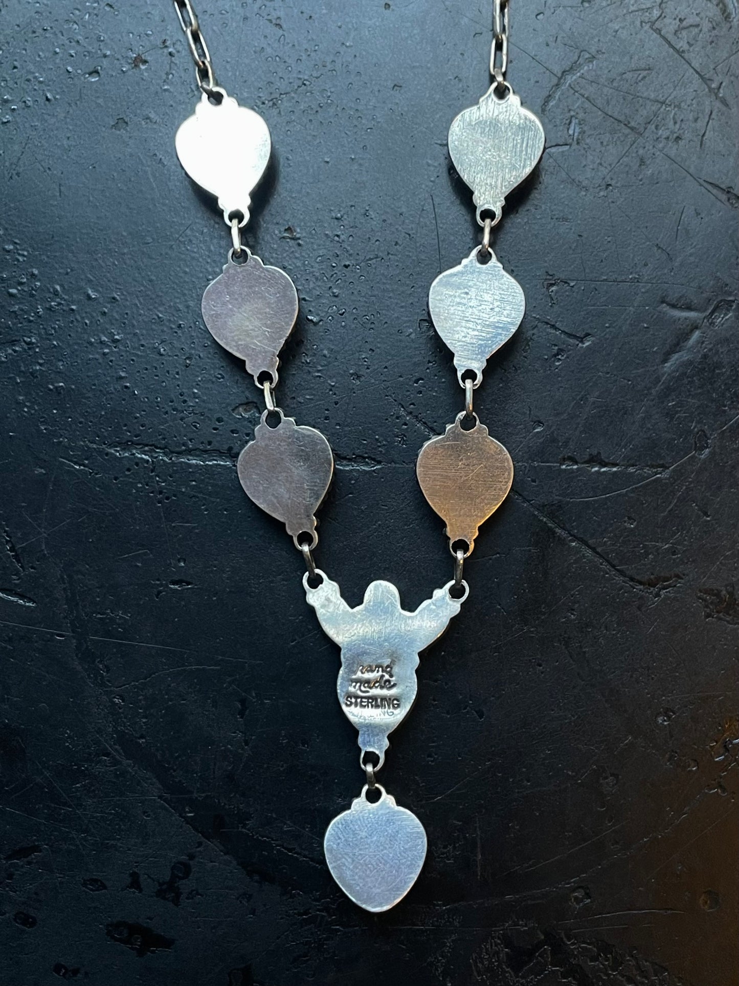 Pink Conch Heart Lariat Necklace | Drop Cluster | 925 Silver E576
