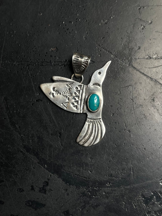 Turquoise Hummingbird Pendant | 925 Sterling Silver E265