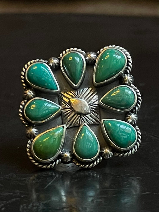 Turquoise Cluster Ring Size 8 | 925 Sterling Silver G261