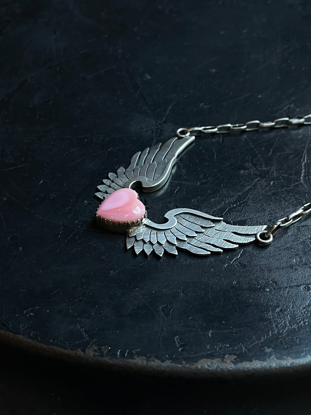 Pink Conch Wings Necklace | 925 Sterling Silver E363