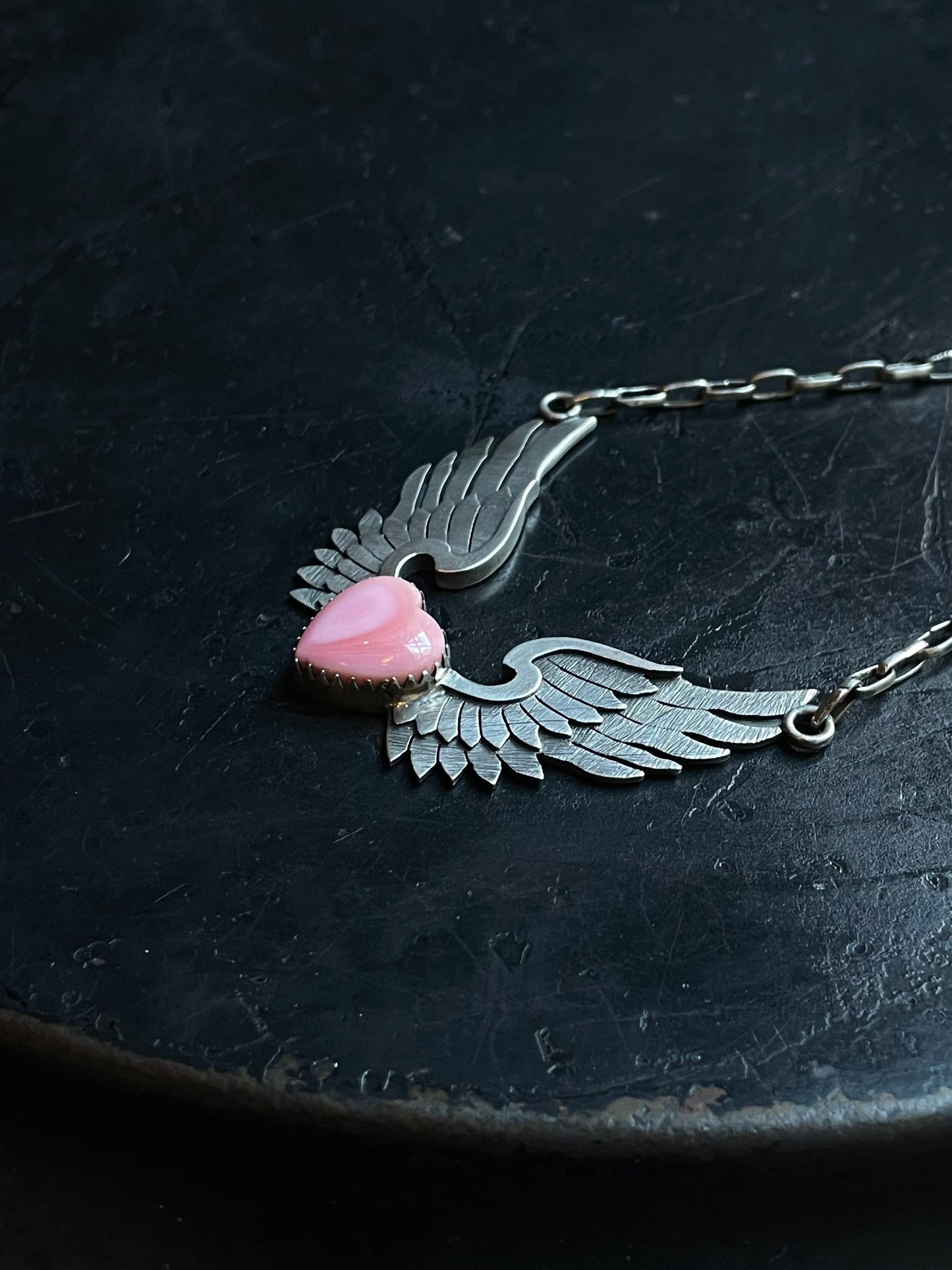 Pink Conch Wings Necklace | 925 Sterling Silver E363