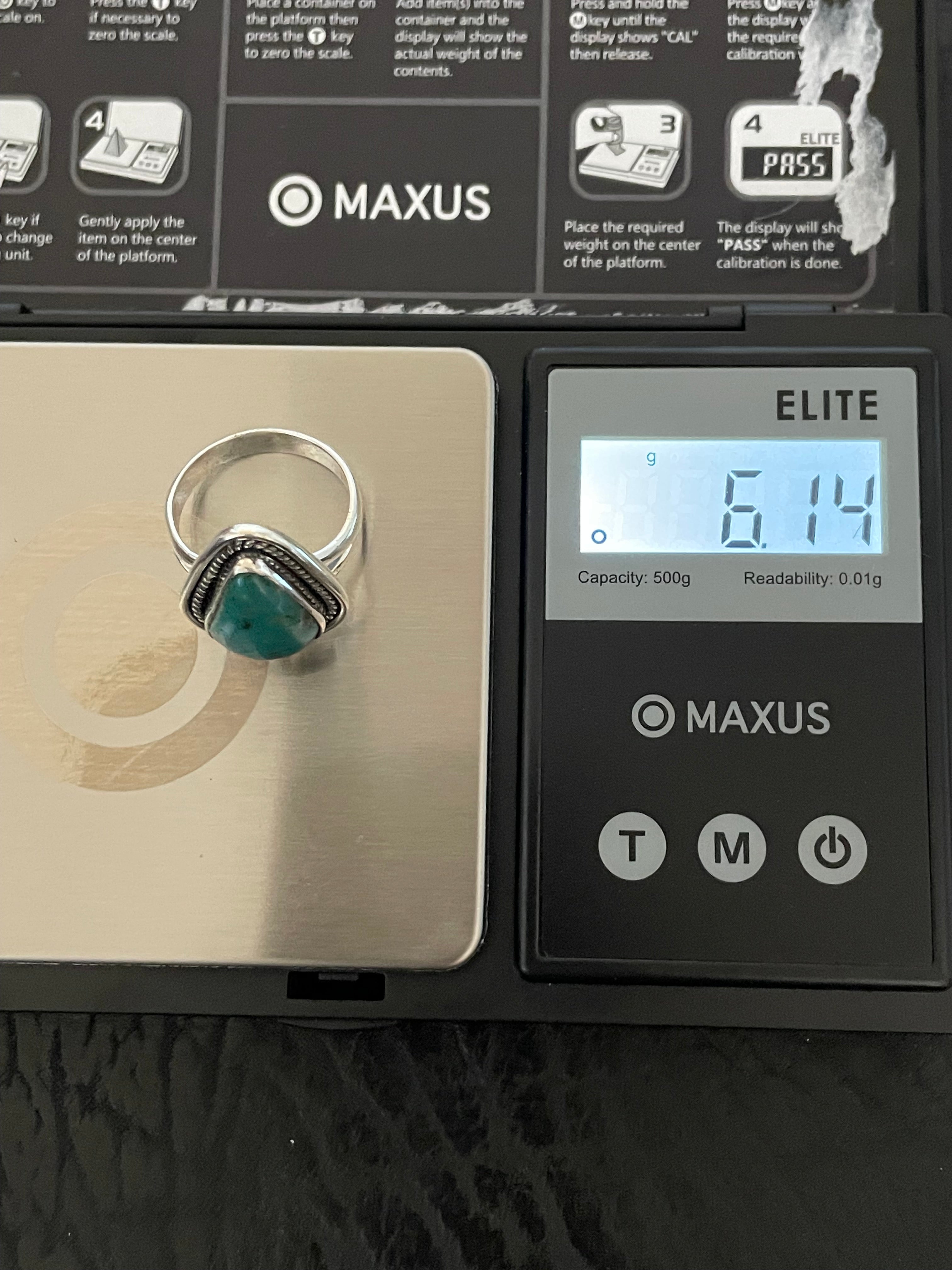 Kingman Turquoise Teardrop Ring Size 7 | 925 Sterling Silver Southwest E122