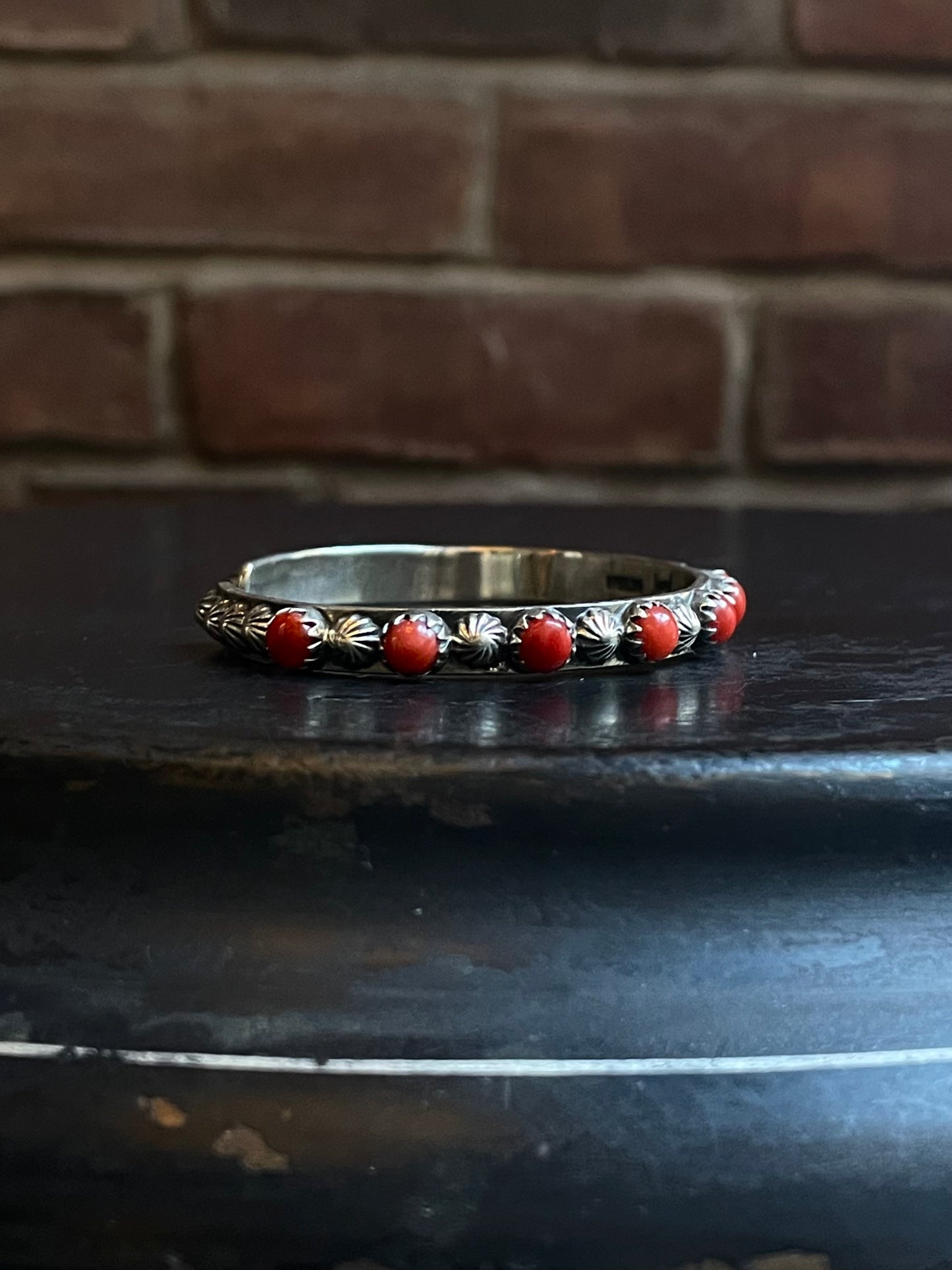 Red Coral Row Cuff | 925 Sterling Silver E499