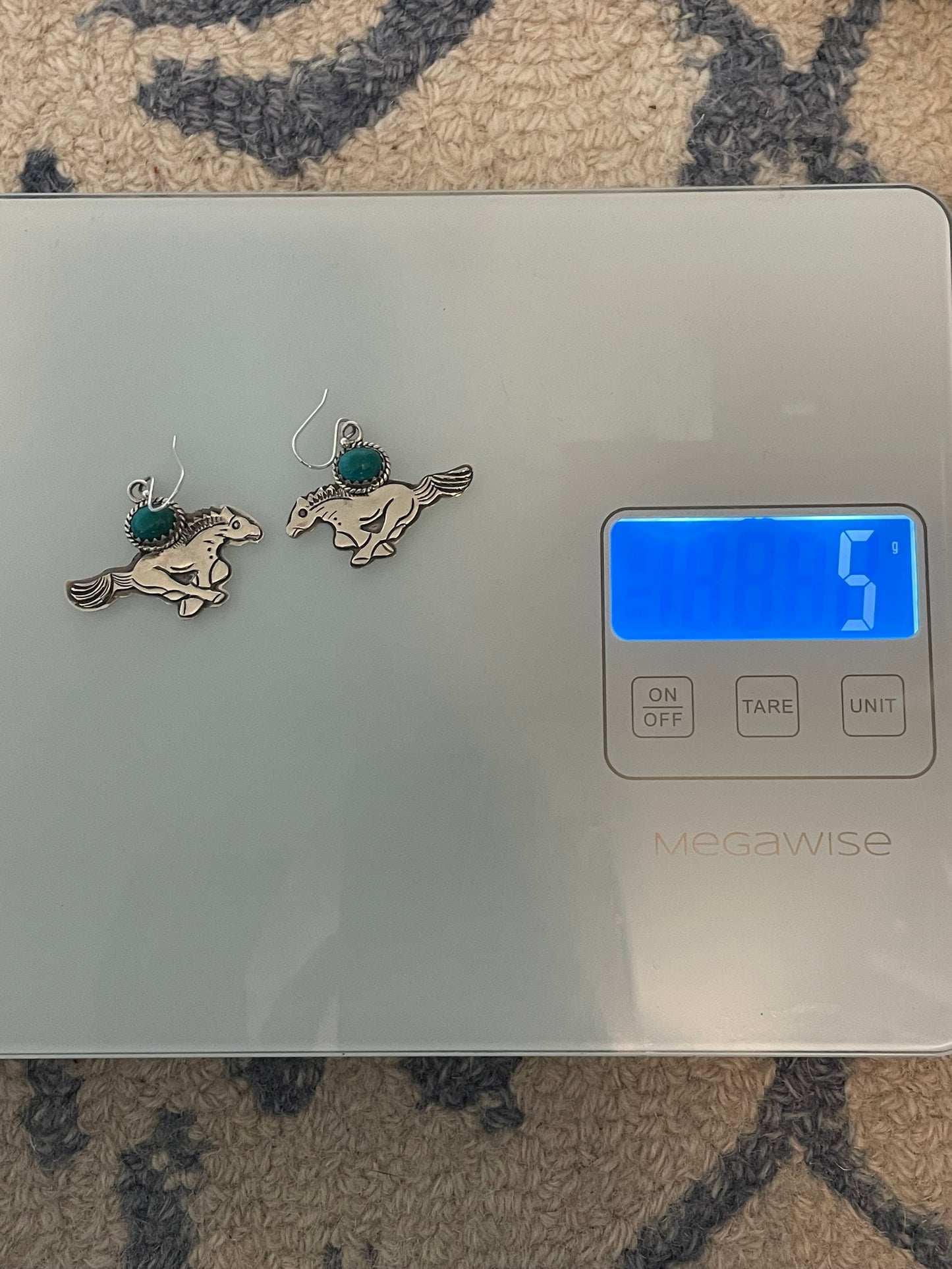 Kingman Turquoise Horse Dangle Earrings | 925 Sterling Silver C836