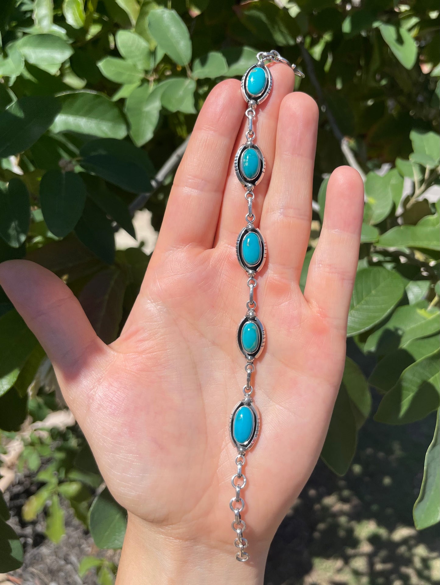 Kingman Turquoise Link Bracelet | Sterling Silver D137