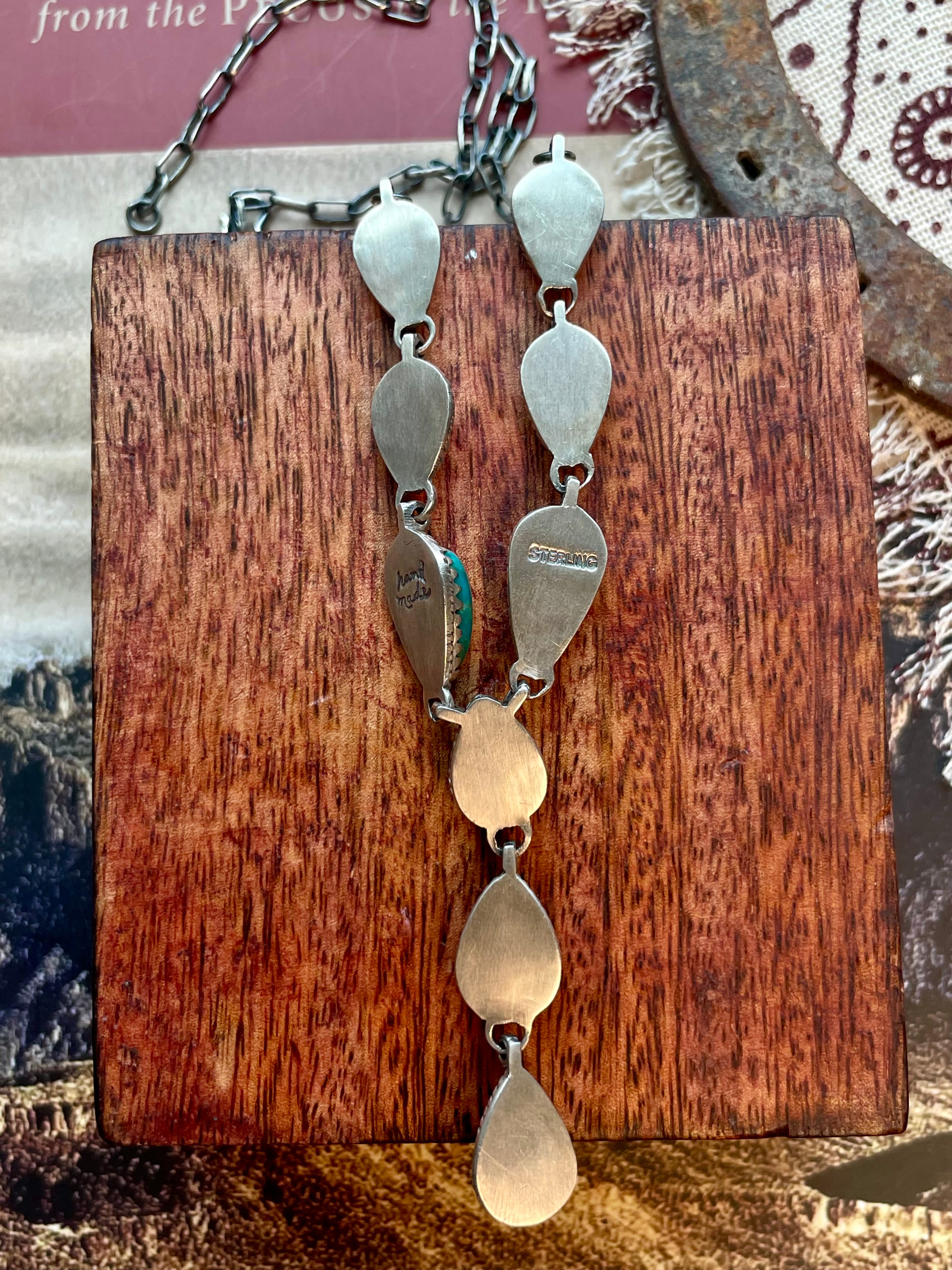 Kingman Turquoise Lariat Necklace | 925 Sterling Silver D225