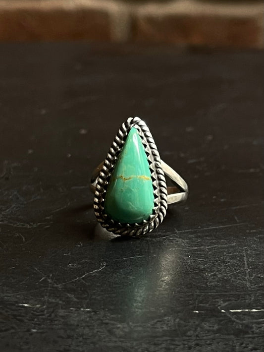 Turquoise Tear Drop Ring | 925 Sterling Silver Size 6 E446