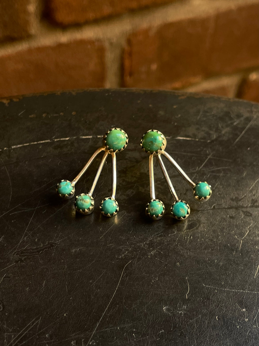 Kingman Turquoise Stud Dangle Earrings | 925 Sterling Silver G659