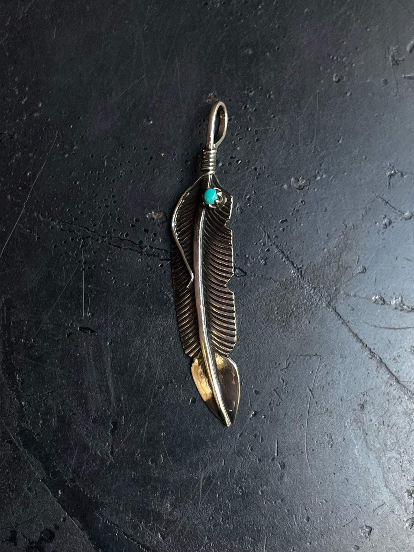 Turquoise Feather Pendant | 925 Sterling Silver E242