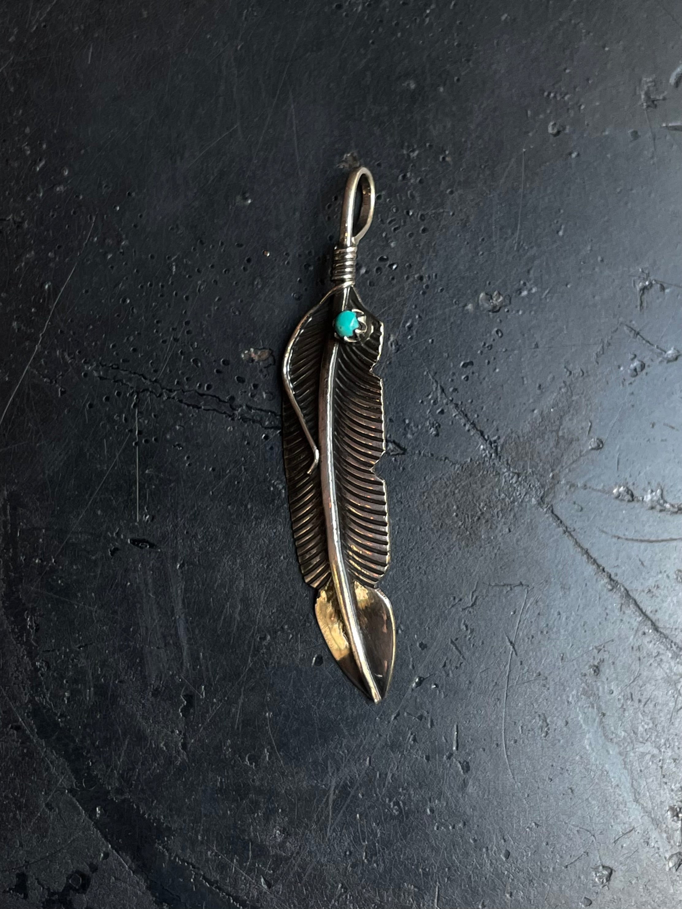 Turquoise Feather Pendant | 925 Sterling Silver E242