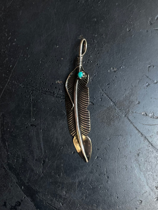 Turquoise Feather Pendant | 925 Sterling Silver E242