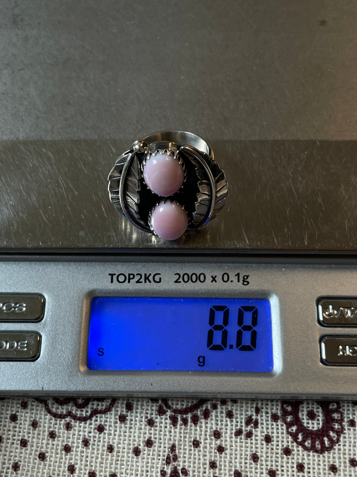 Pink Conch Floral Double Oval Ring | 925 Sterling Silver Size 7 E291