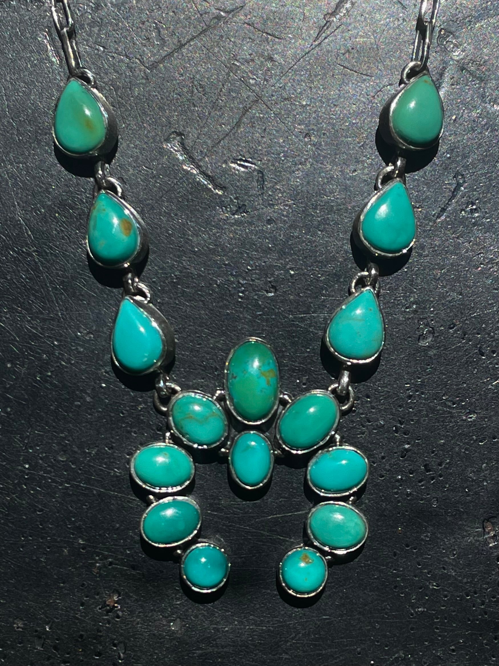 Kingman Turquoise Naja Necklace | Sterling Silver G417