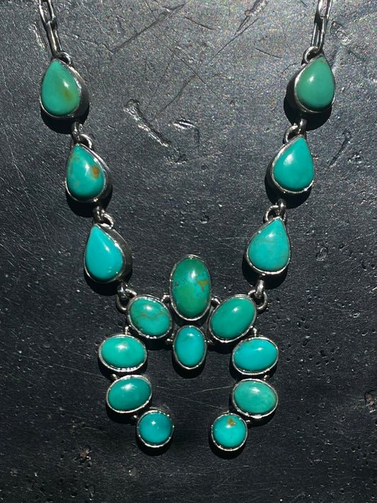 Kingman Turquoise Naja Necklace | Sterling Silver G417