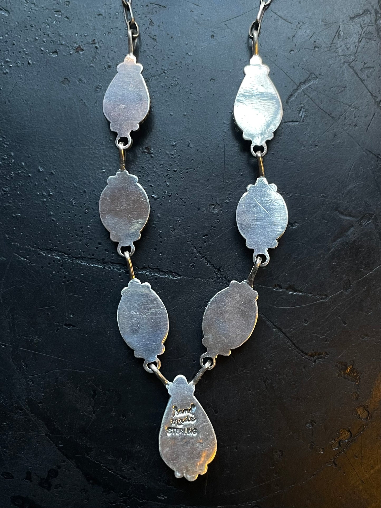 Pink Conch Lariat Necklace | Teardrop Station Drop | 925 Silver E561