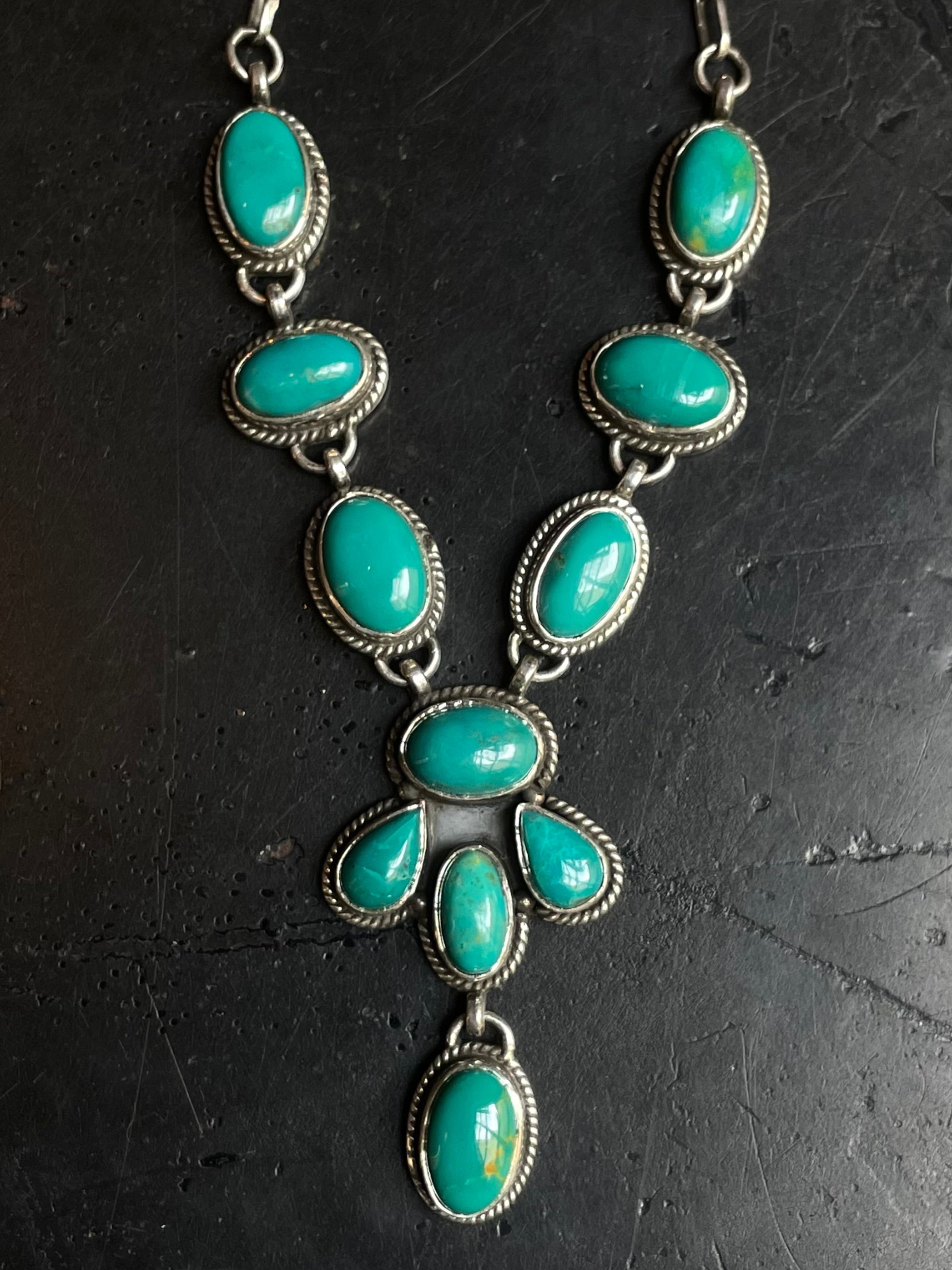 Kingman Turquoise Drop Necklace | 925 Sterling Silver E630