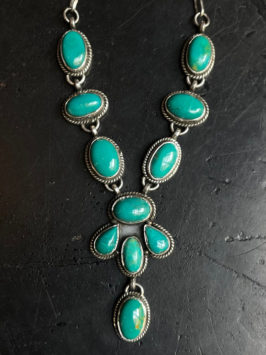 Kingman Turquoise Drop Necklace | 925 Sterling Silver E630