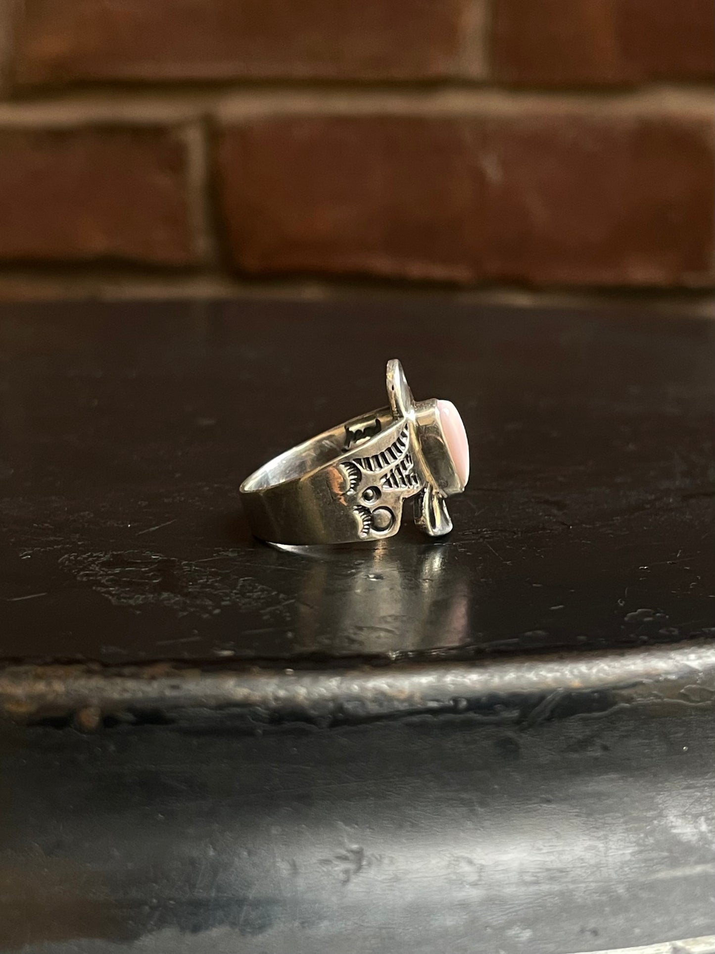Pink Conch Thunderbird Ring Size 8 | 925 Sterling Silver G142