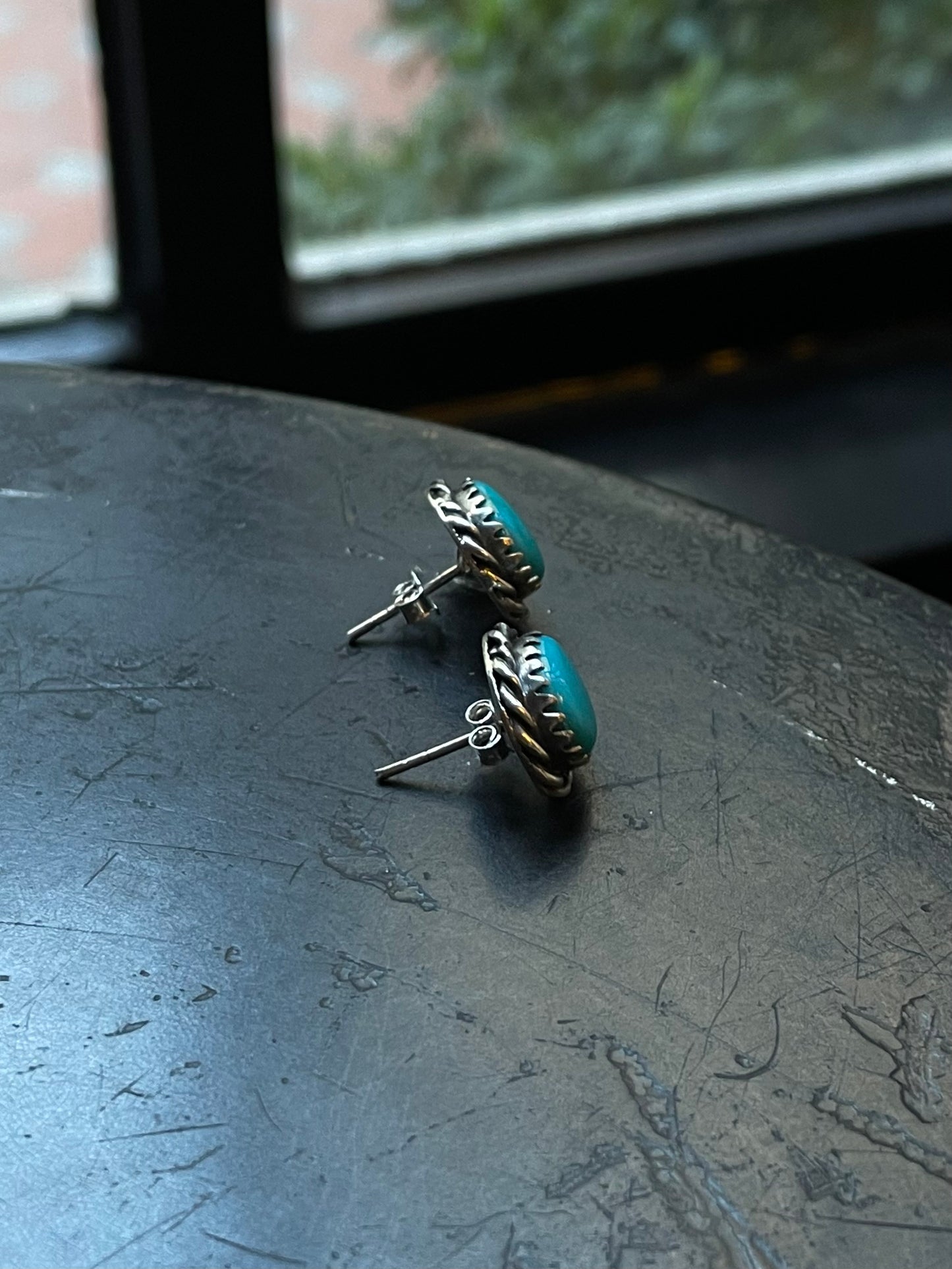 Kingman Turquoise Stud Earrings | 925 Sterling Silver E382