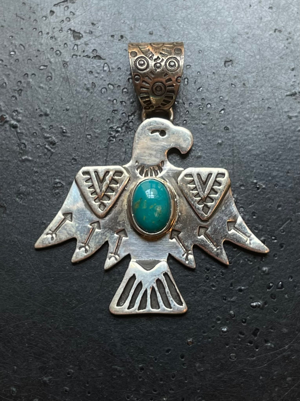 Kingman Turquoise Thunderbird Pendant | 925 Sterling Silver G623