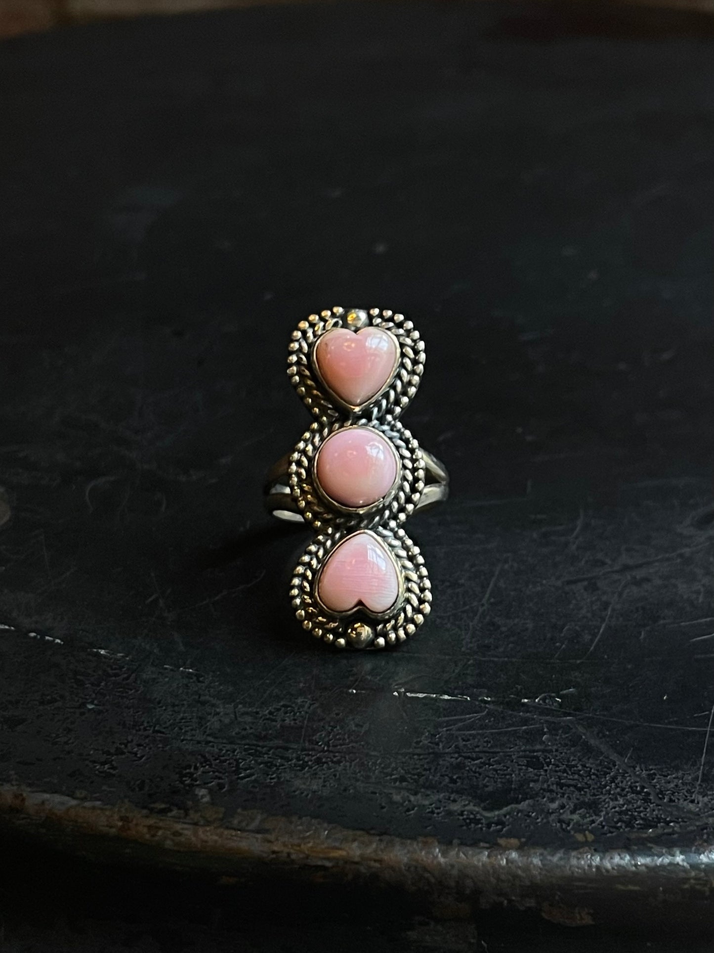 Pink Conch Heart Ring | 925 Sterling Silver Size 7 E475