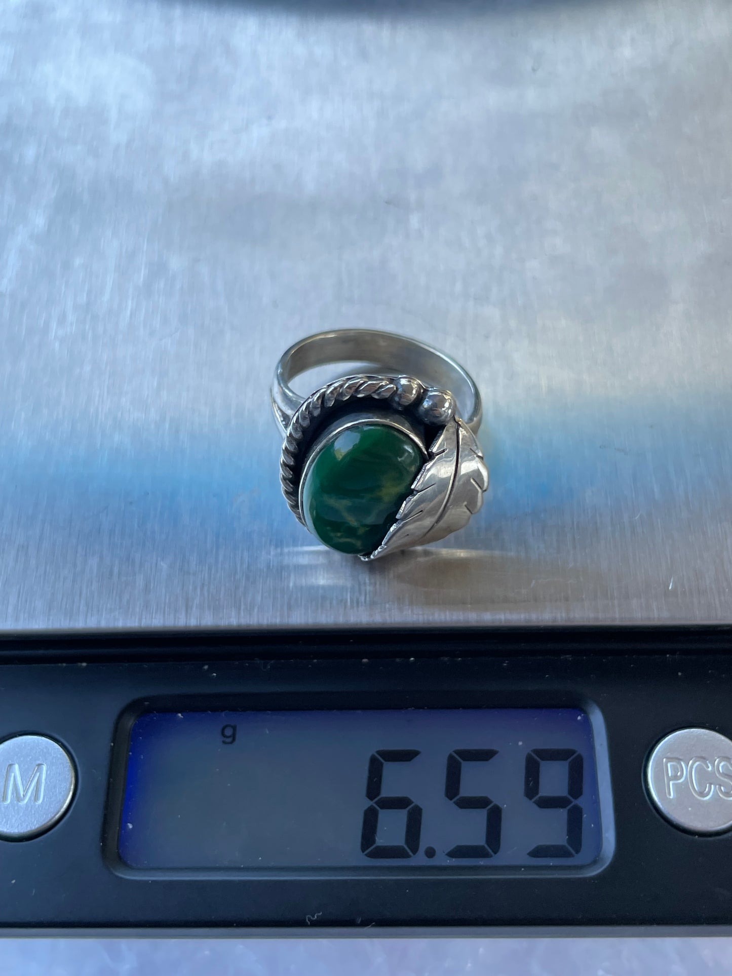 Turquoise Feather Ring Size 7 | 925 Sterling Silver B935