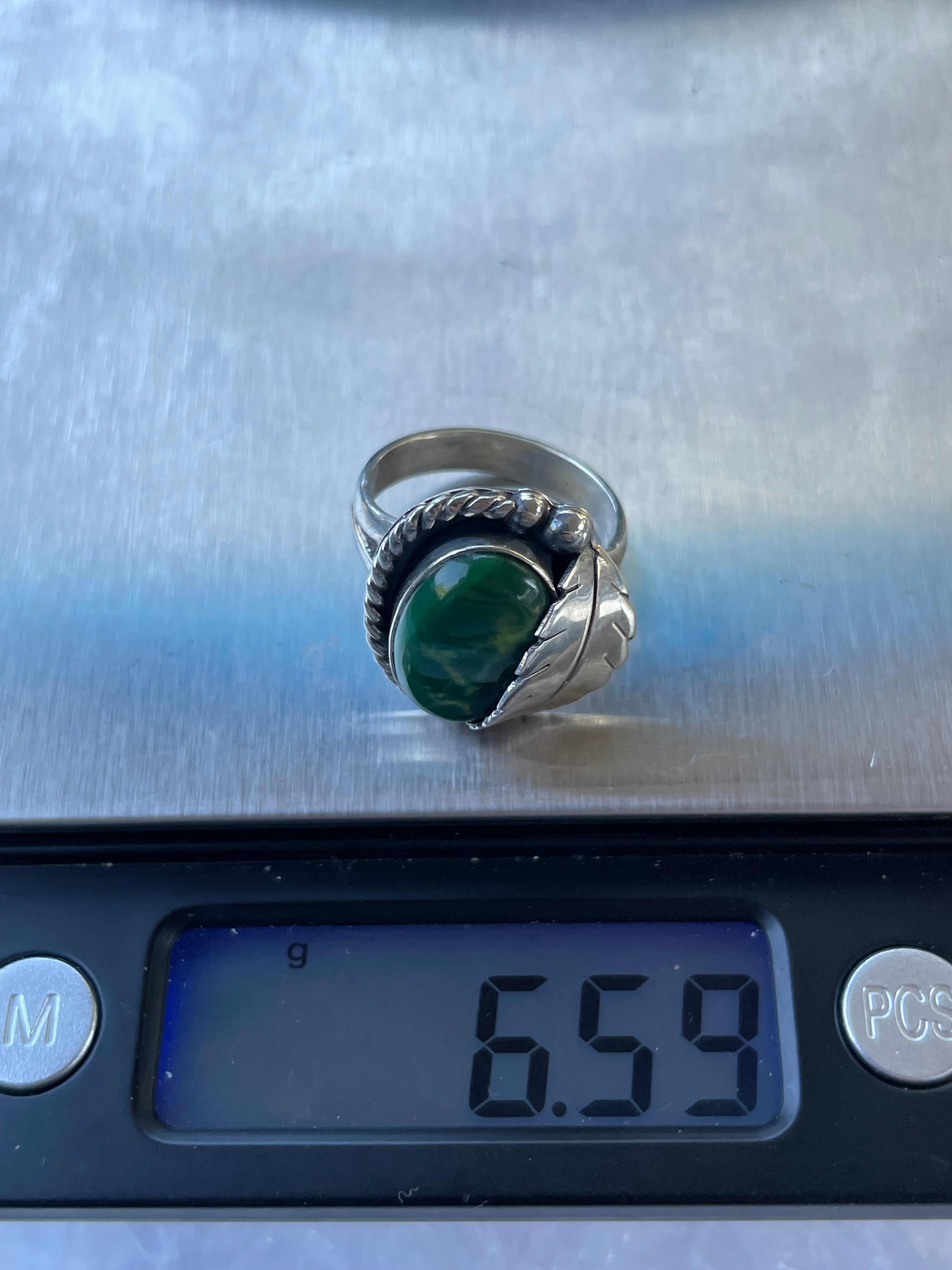 Turquoise Feather Ring Size 7 | 925 Sterling Silver B935