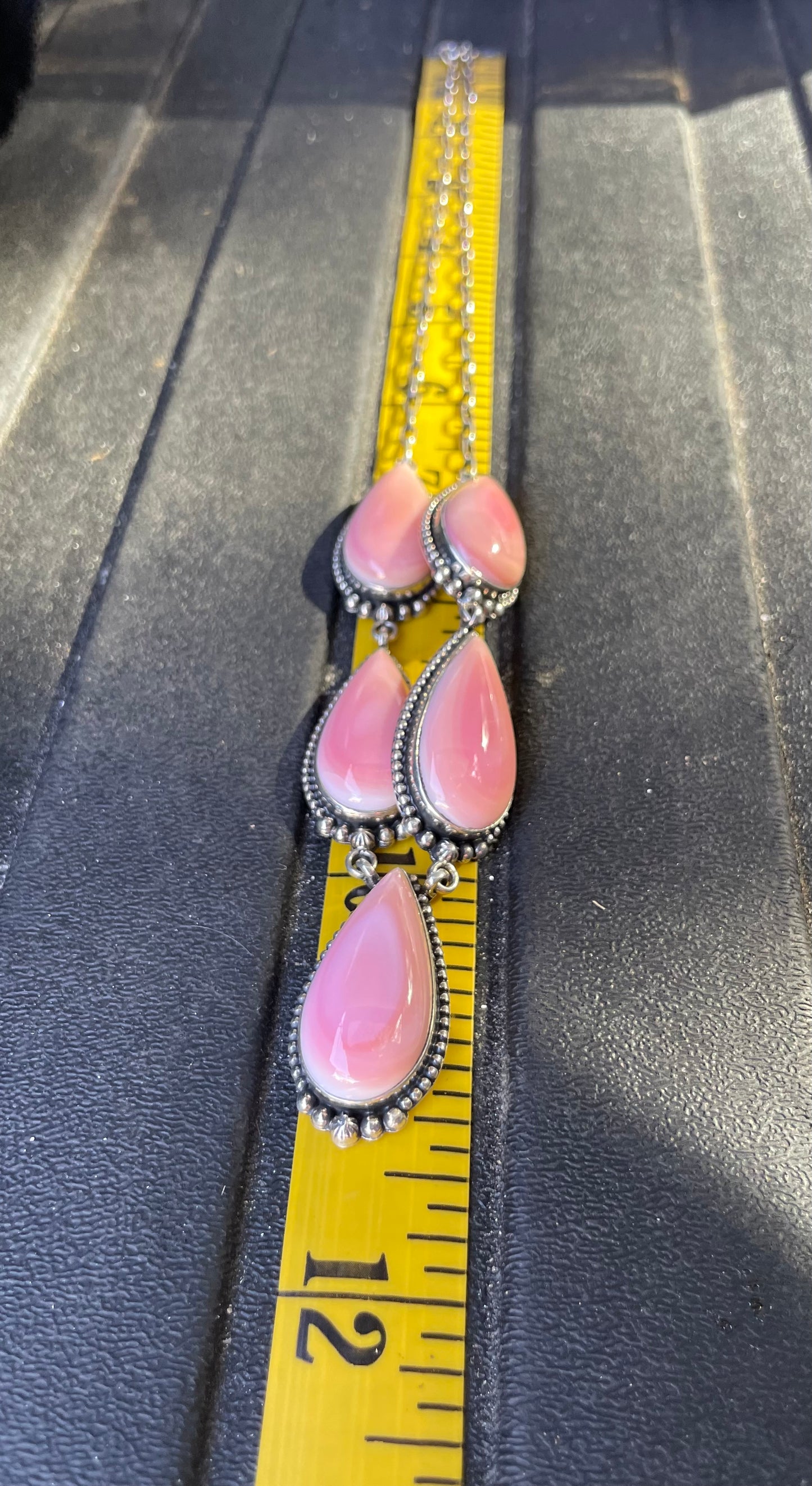 Pink Conch Lariat Necklace | 925 Sterling Silver B662