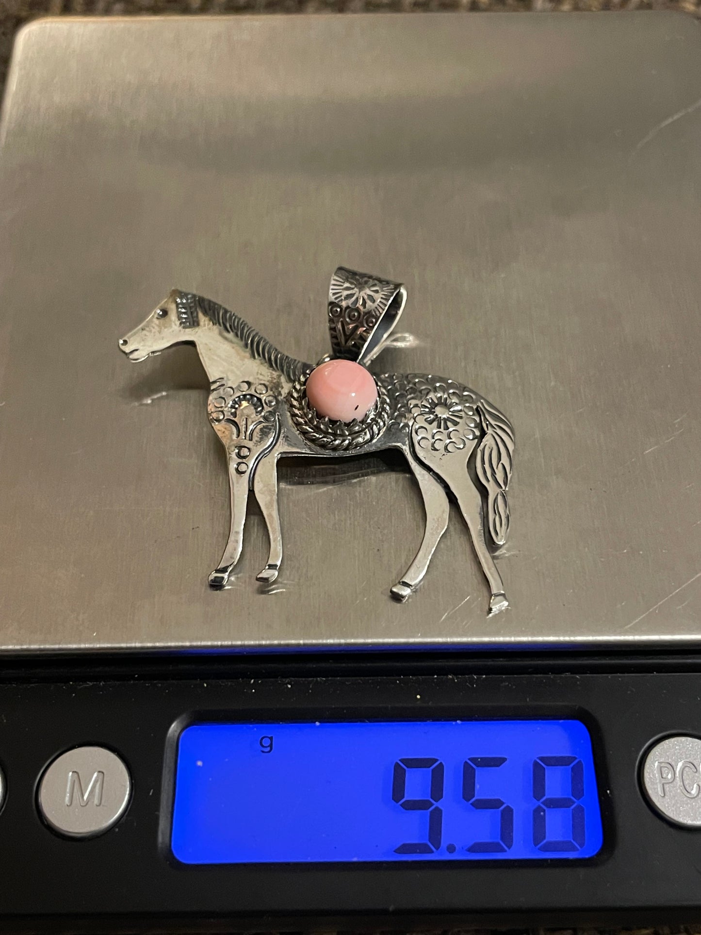 Pink Conch Horse Pendant | Sterling Silver 925 B792