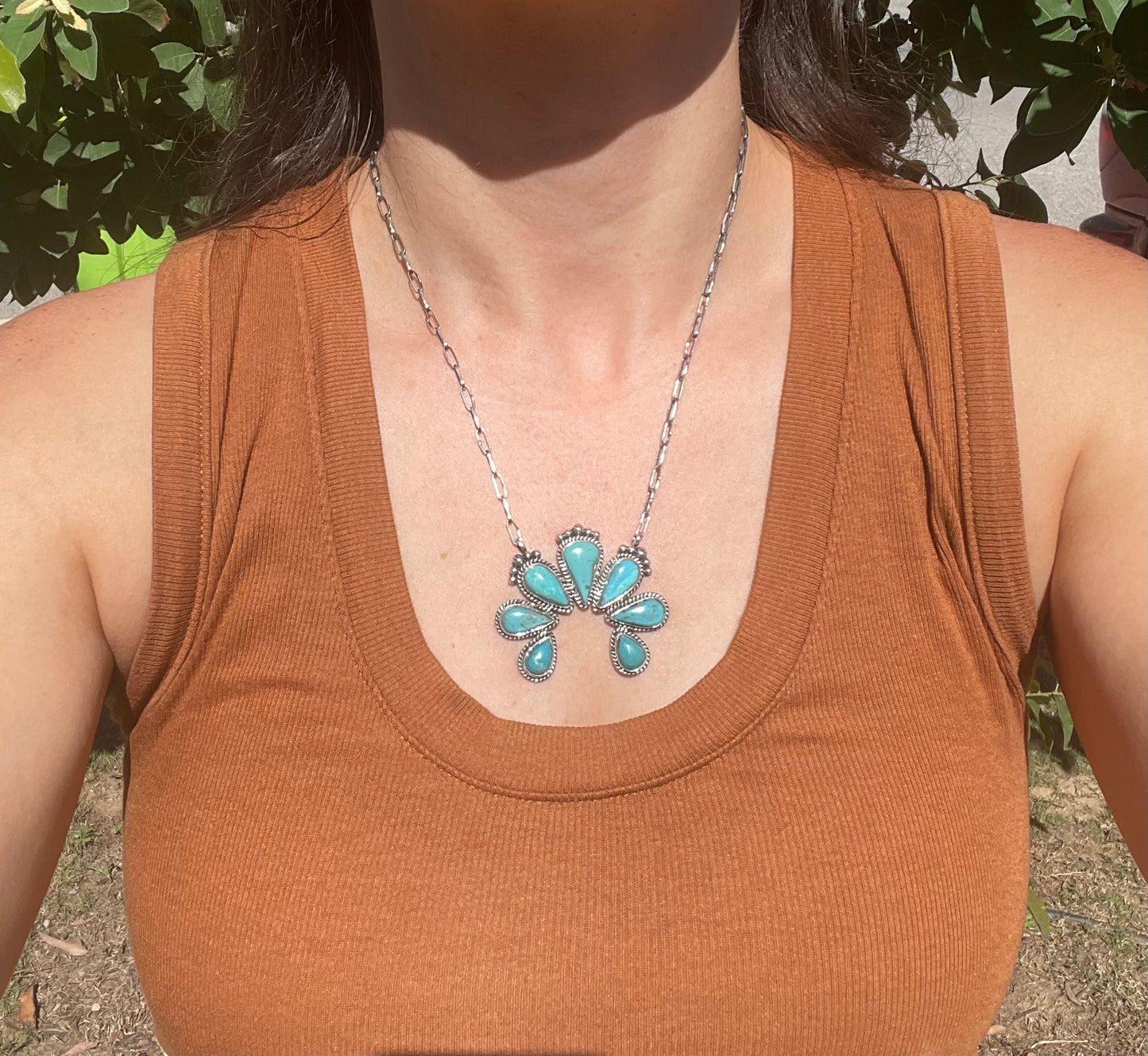 Kingman Turquoise Naja Necklace | 925 Sterling Silver D126