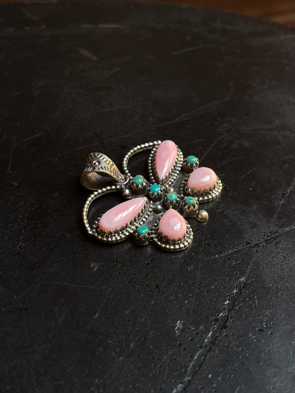 Pink Conch Butterfly Pendant | Sterling Silver G454