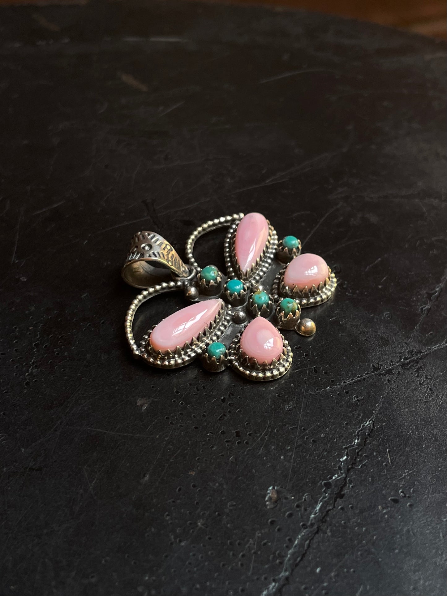 Pink Conch Butterfly Pendant | Sterling Silver G454