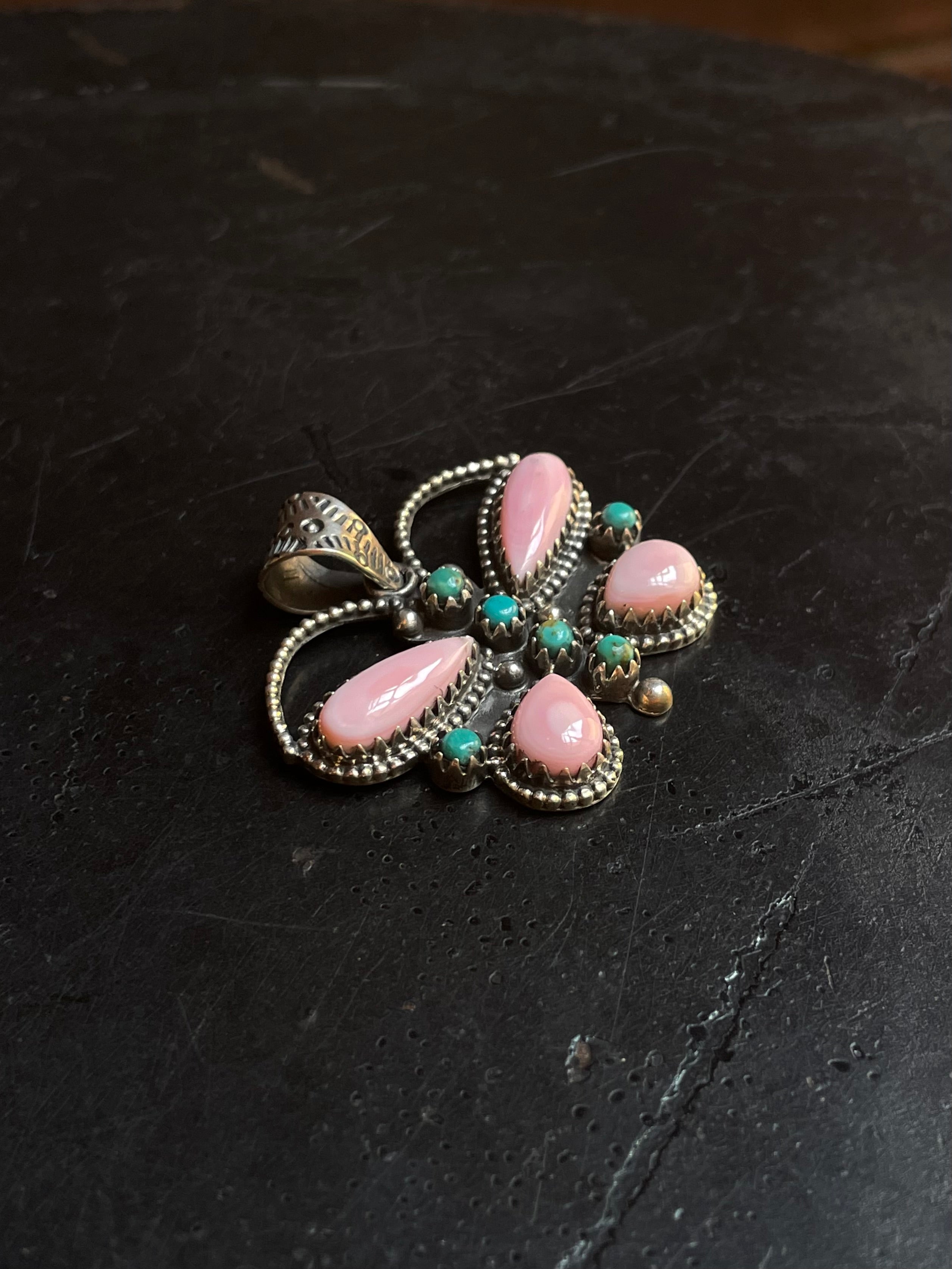 Pink Conch Butterfly Pendant | Sterling Silver G454