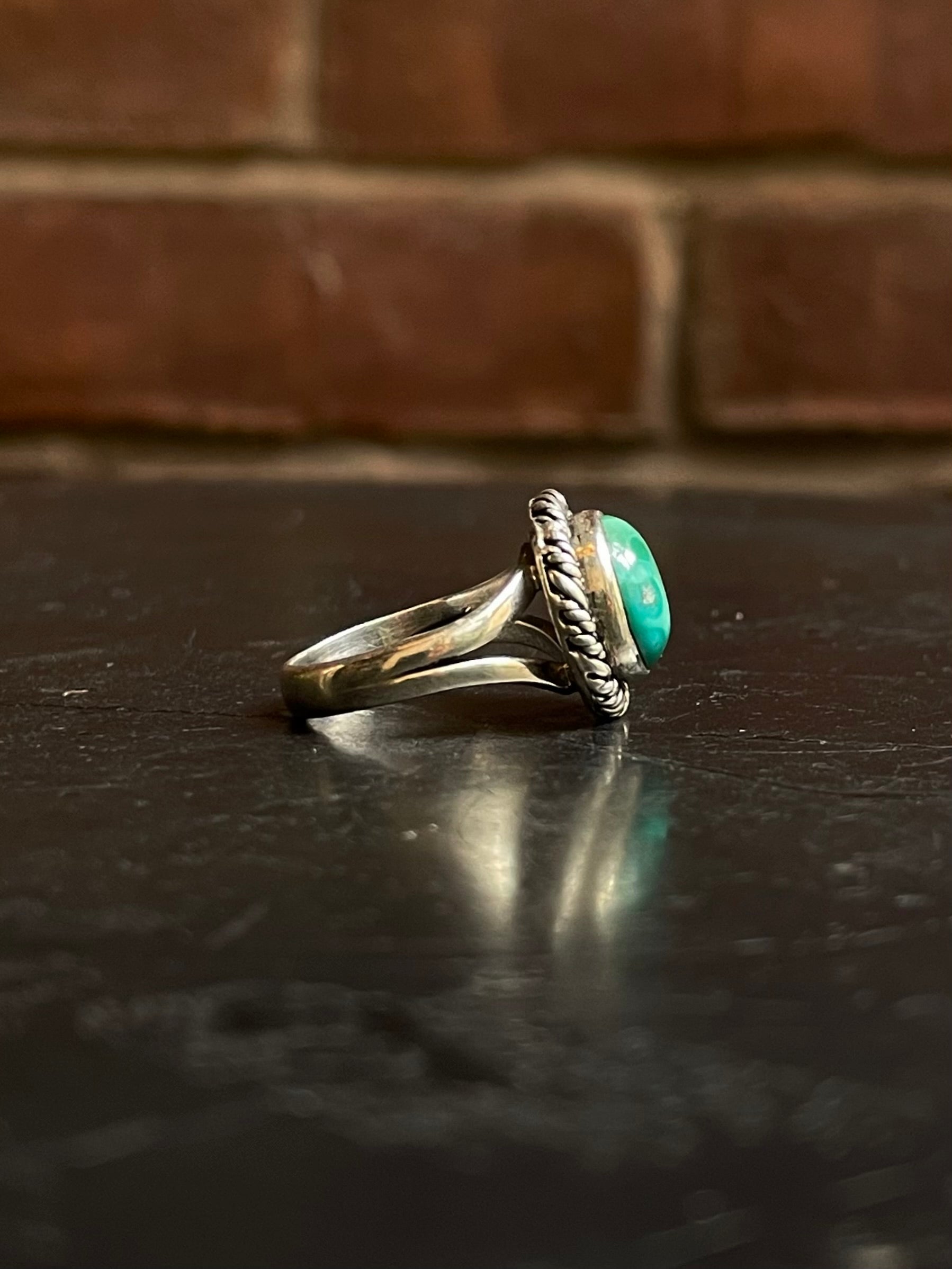 Turquoise Rope Design Ring Size 6 | 925 Sterling Silver G295