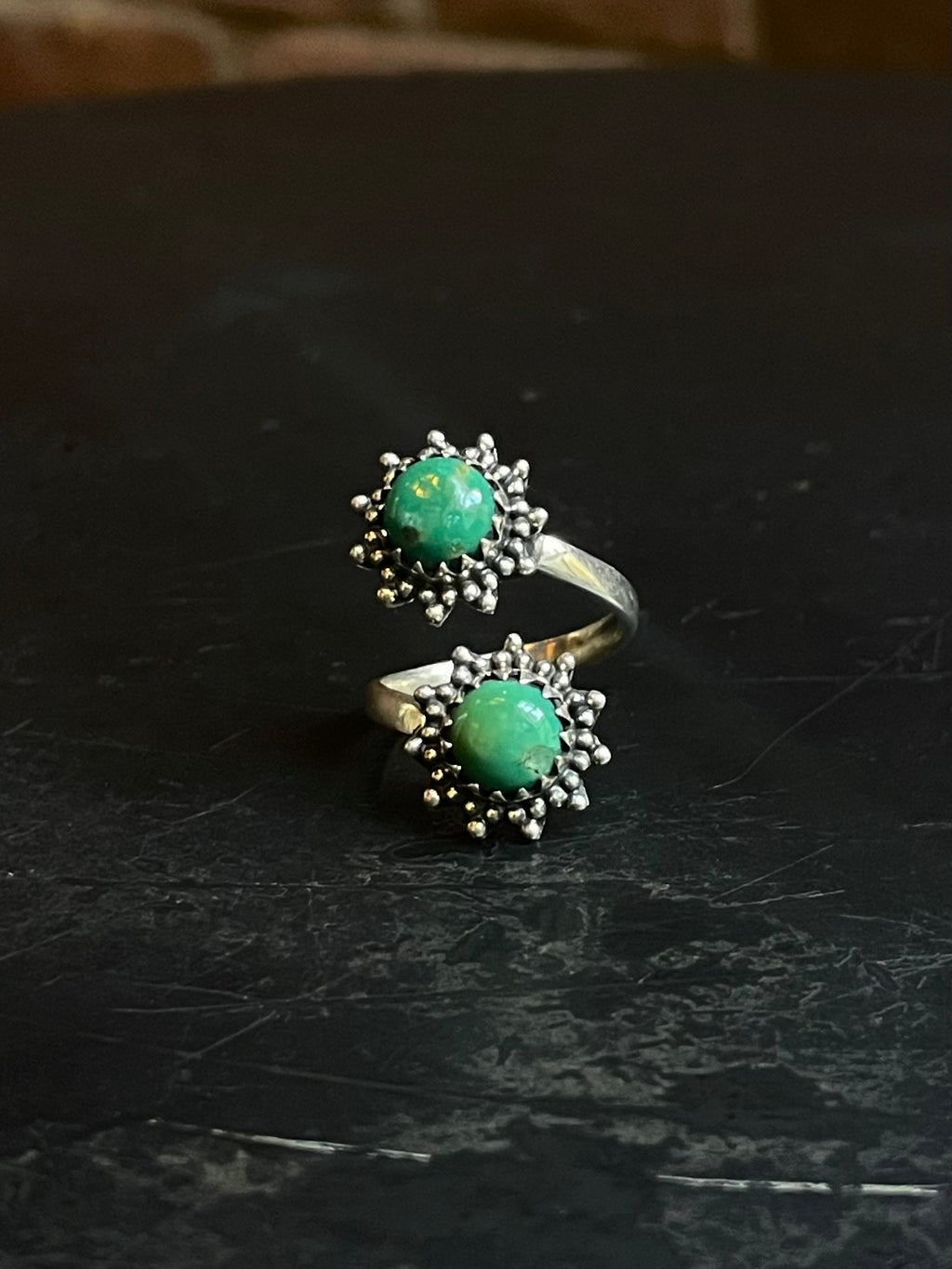 Turquoise Bypass Ring | 925 Sterling Silver Size 8 E485