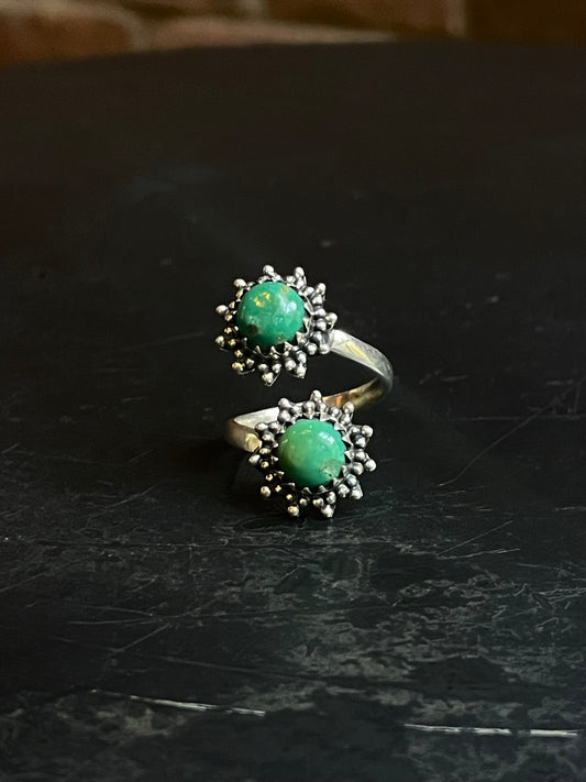 Turquoise Bypass Ring | 925 Sterling Silver Size 8 E485