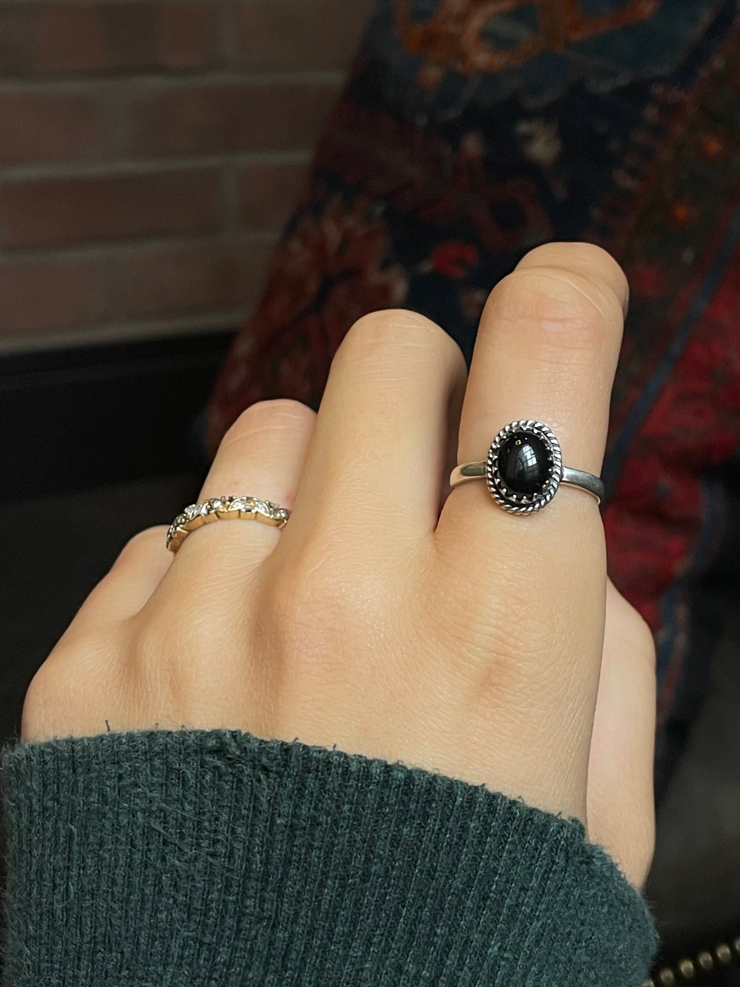 Black Onyx Ring | Sterling Silver | Size 9 G329