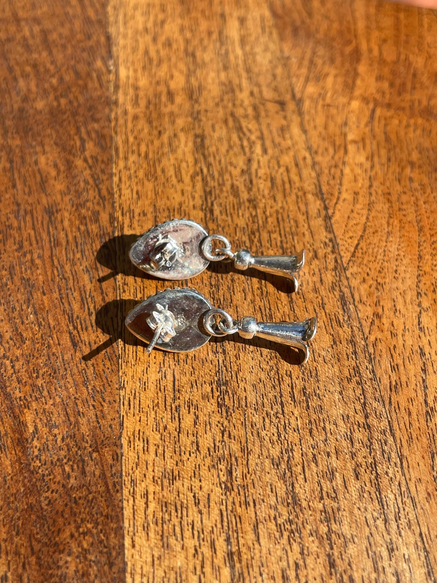 Pink Conch Squash Blossom Stud Earrings | 925 Sterling Silver C842