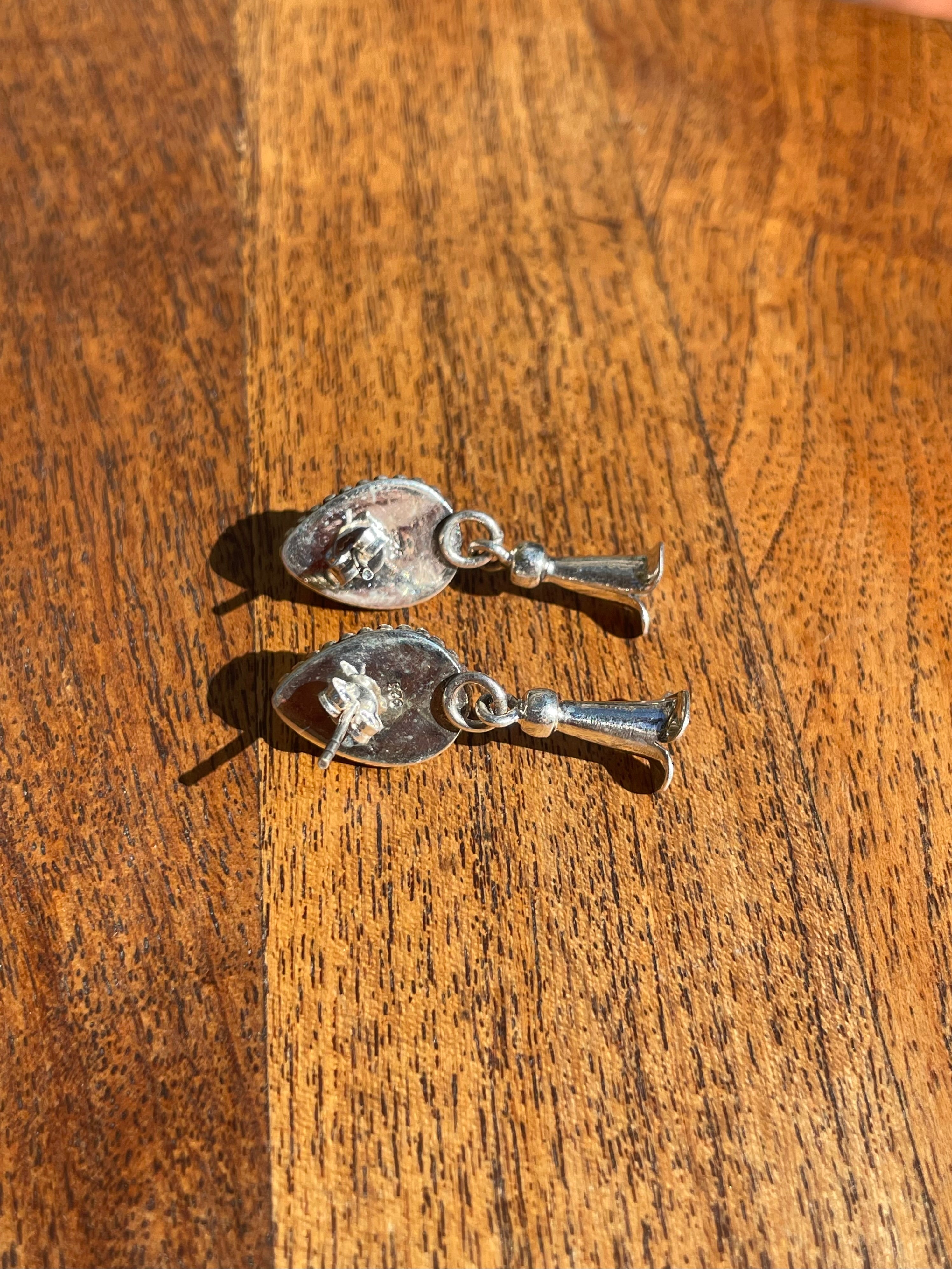 Pink Conch Squash Blossom Stud Earrings | 925 Sterling Silver C842