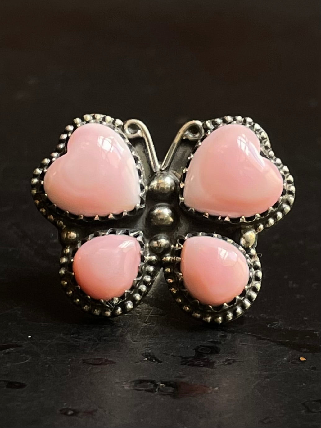Pink Conch Butterfly Heart Ring Size 7 | 925 Sterling Silver E990