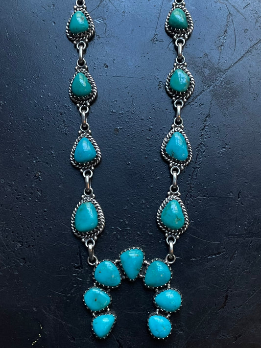 Kingman Turquoise Naja Necklace | 925 Sterling Silver G394