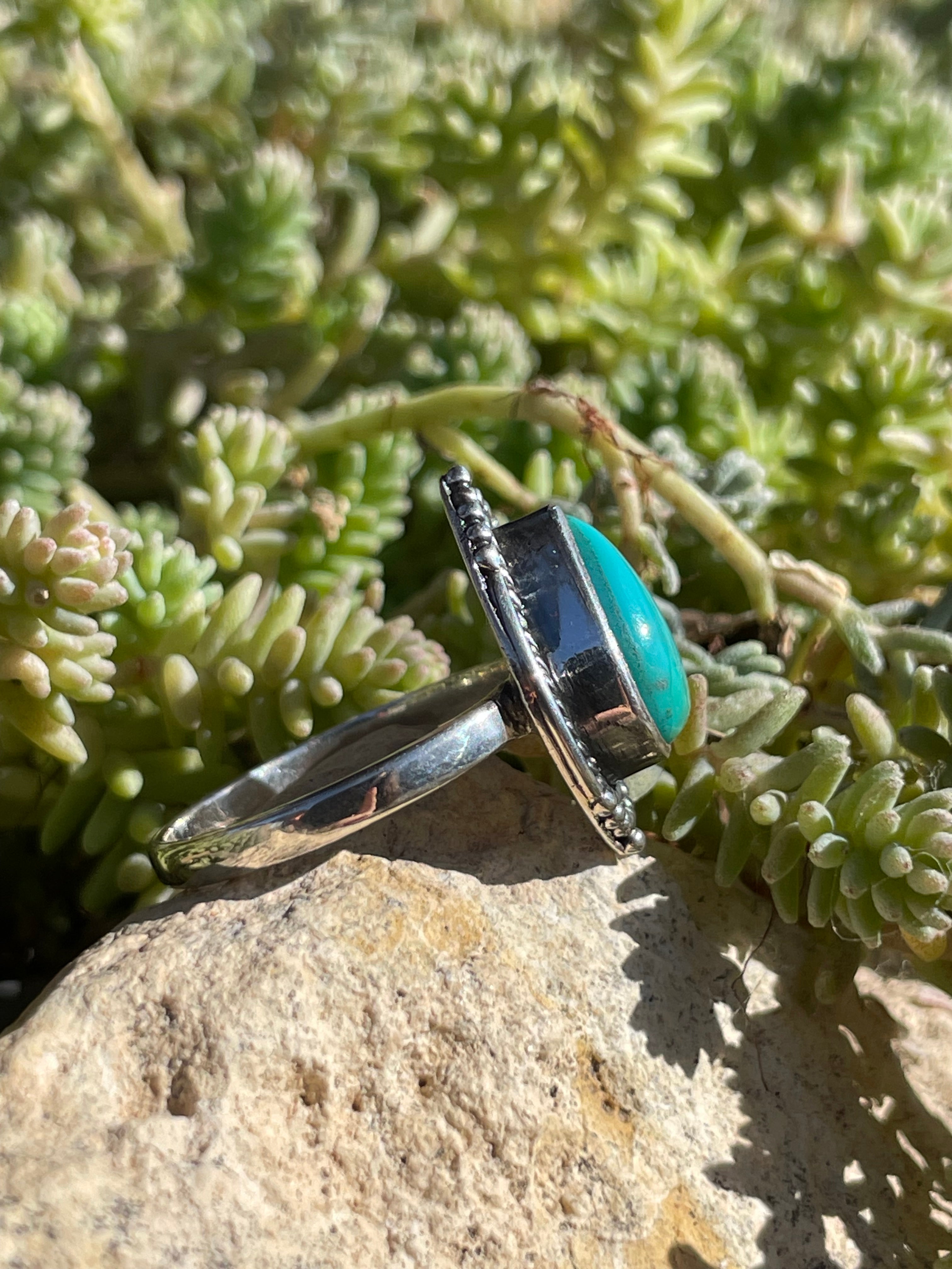 Kingman Turquoise Teardrop Ring Size 8.75 | 925 Sterling Silver Southwest B990